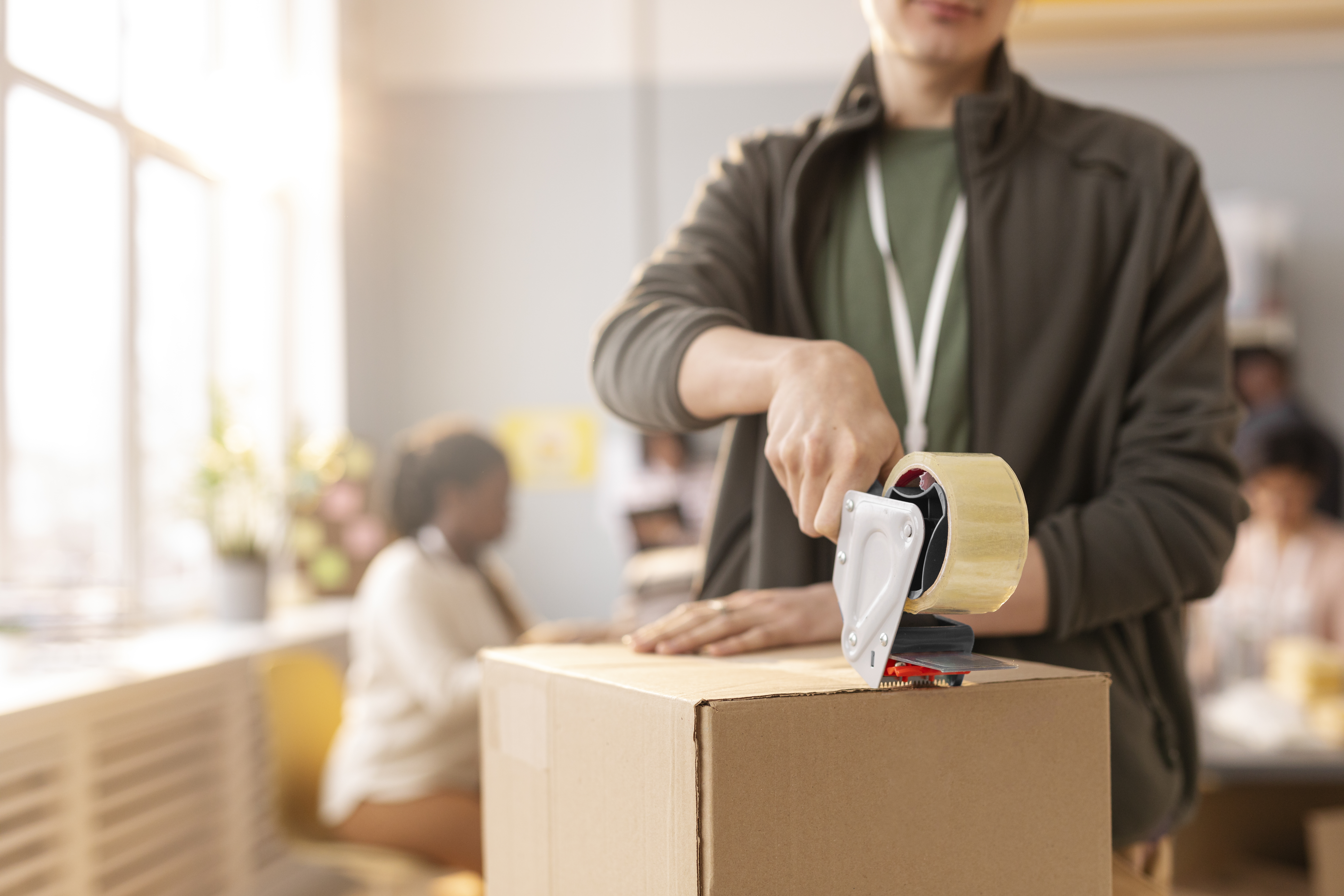 volunteer helping with donation