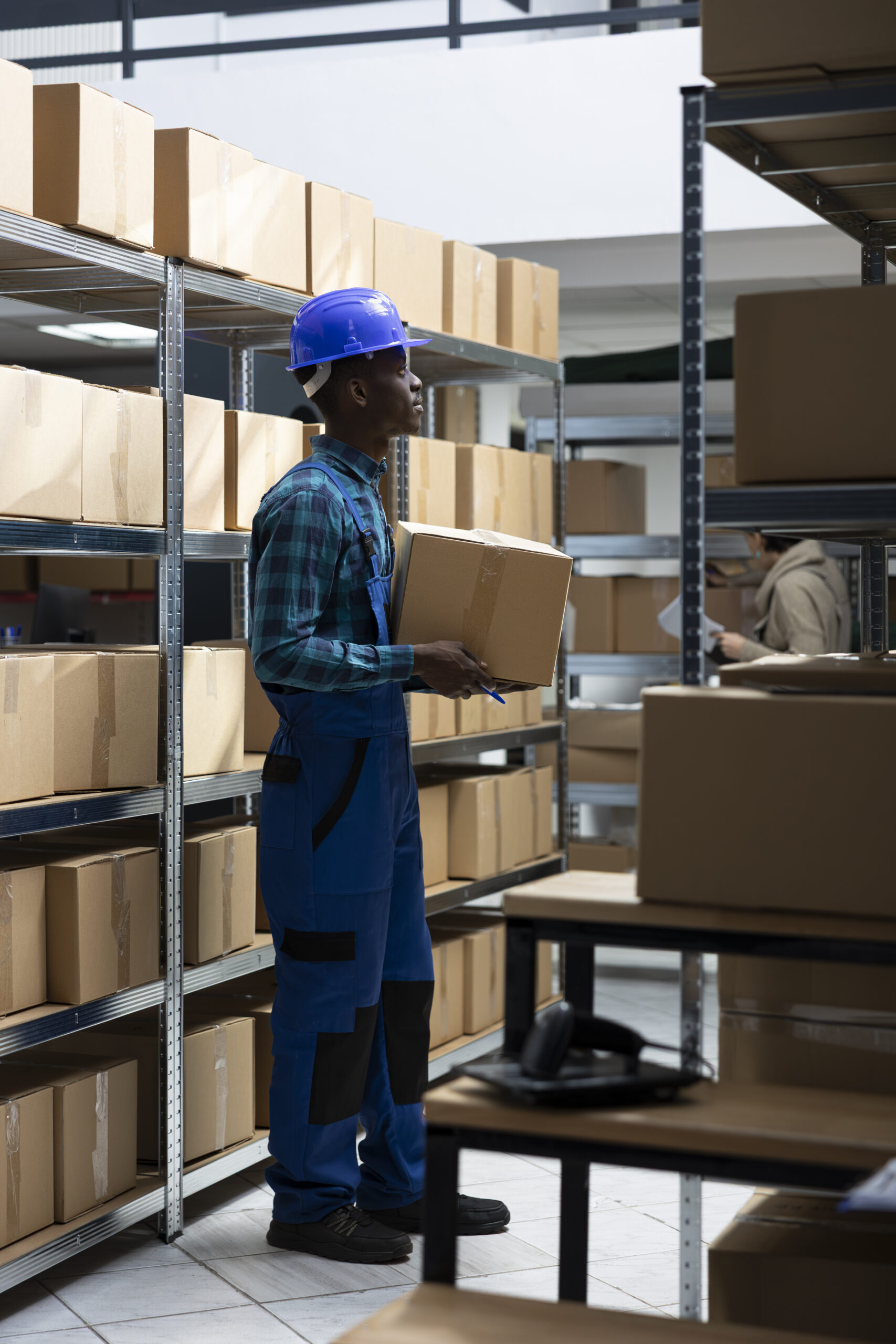 african-american-staff-handling-cargo-orders-shipment-storage-room-scaled-1 Short term warehouse storage Dubai