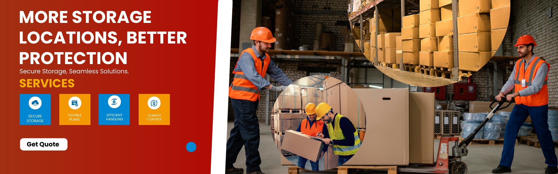 Blue Yellow Modern Warehouse Storage Services Banner 1920 x 600 px 1920 x 600